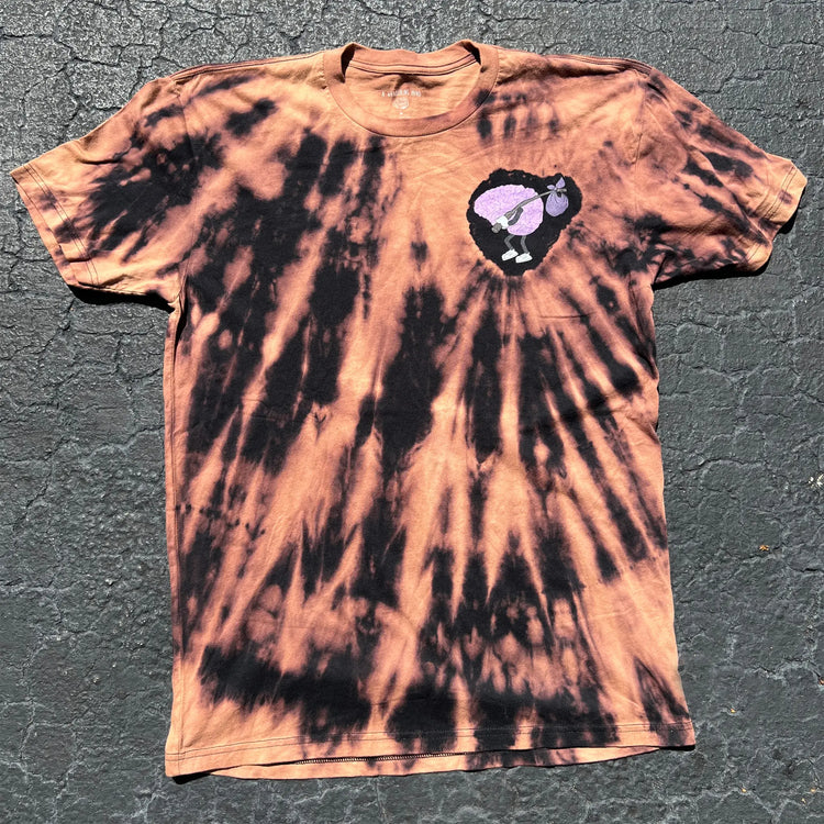 A Wandering Mind Wandering Logo t-shirt in bleach-dyed black front view