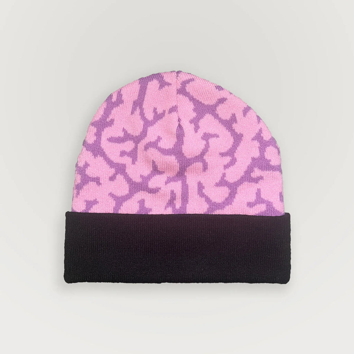 A Wandering Mind Brain beanie in violet front view