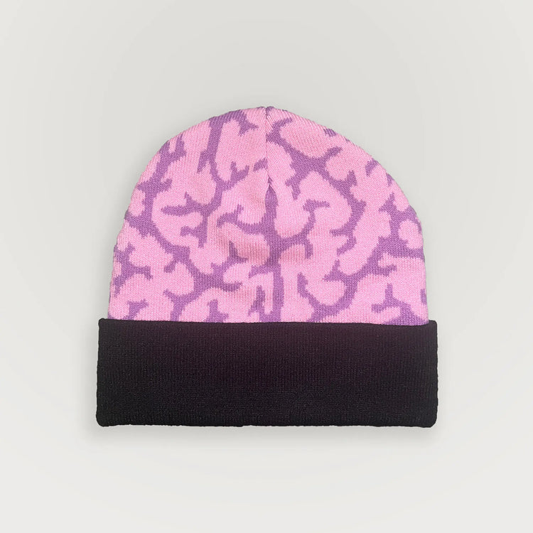 A Wandering Mind Brain beanie in violet front view