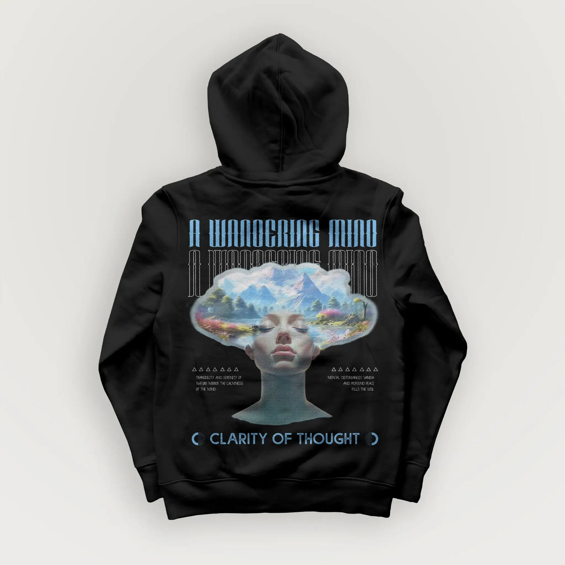 A Wandering Mind Clarity of Thought hoodie in black back view