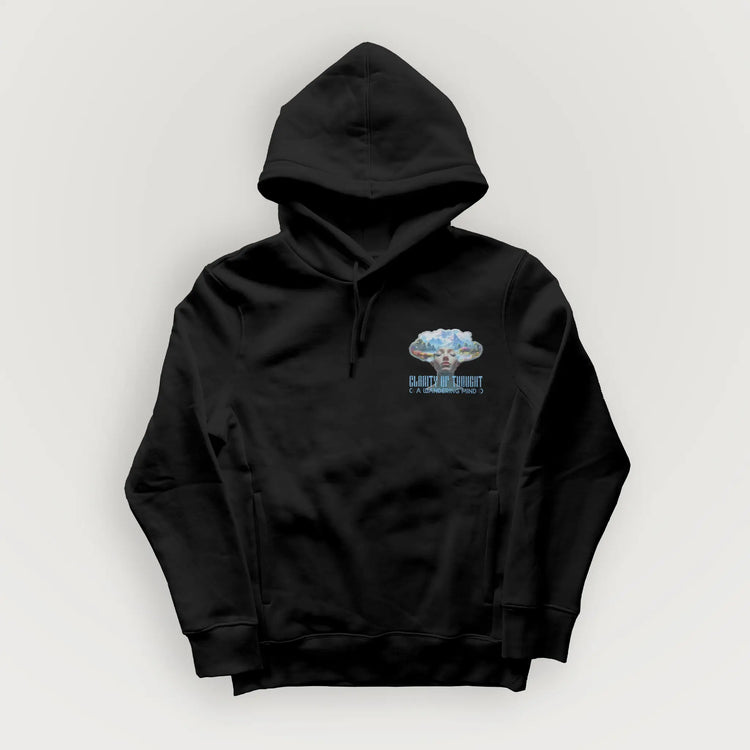 A Wandering Mind Clarity of Thought hoodie in black front view