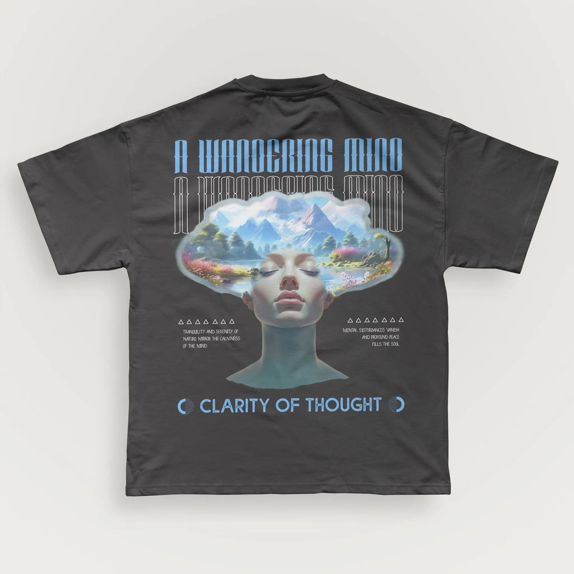 A Wandering Mind Clarity of Thought t-shirt in vintage black back view