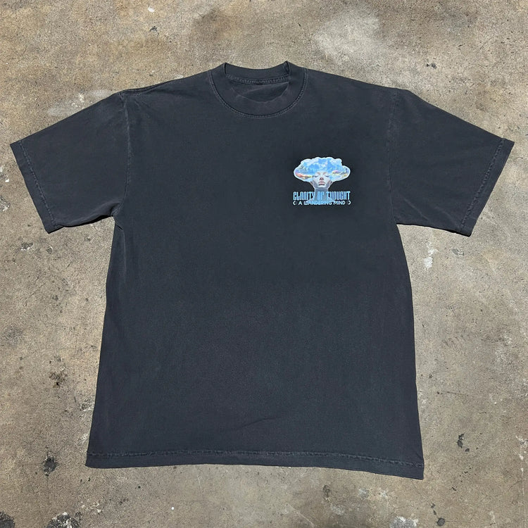 A Wandering Mind Clarity of Thought t-shirt in vintage black front view