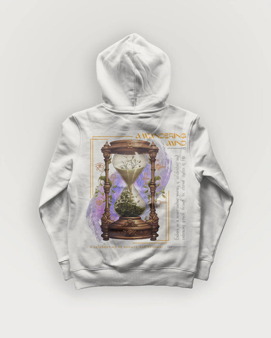 A Wandering Mind Growth and Renewal hoodie in bone back view