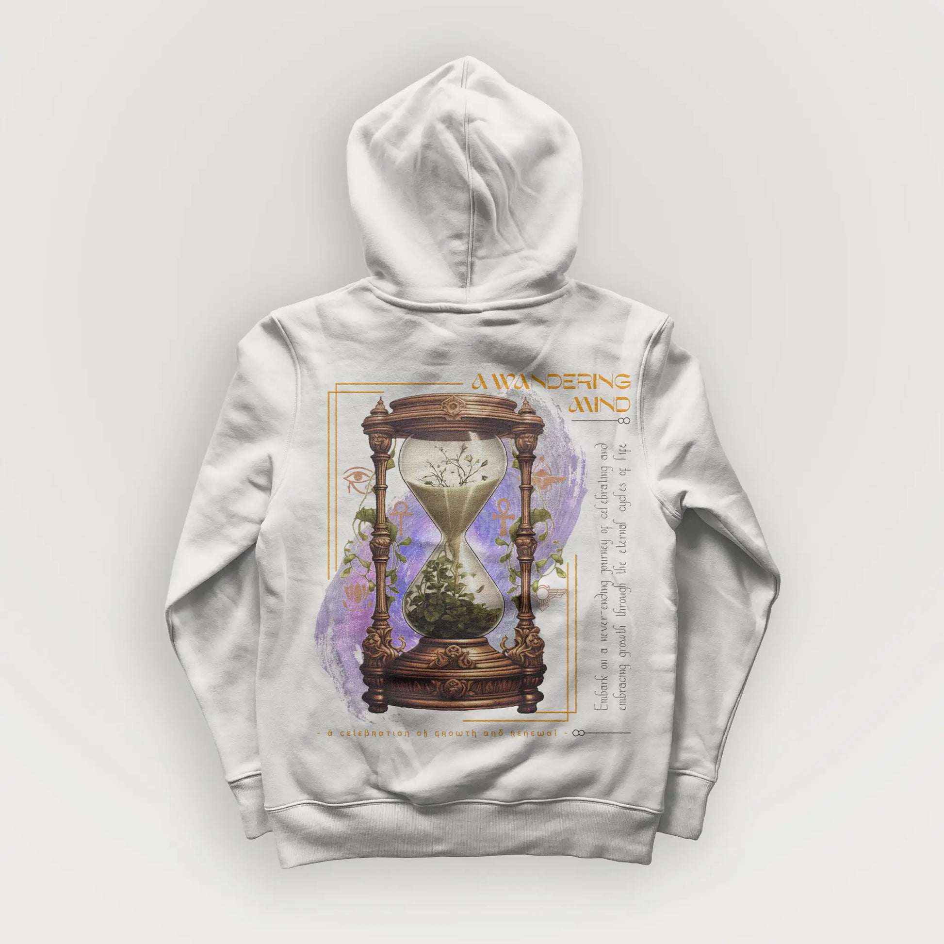 A Wandering Mind Growth and Renewal hoodie in bone back view