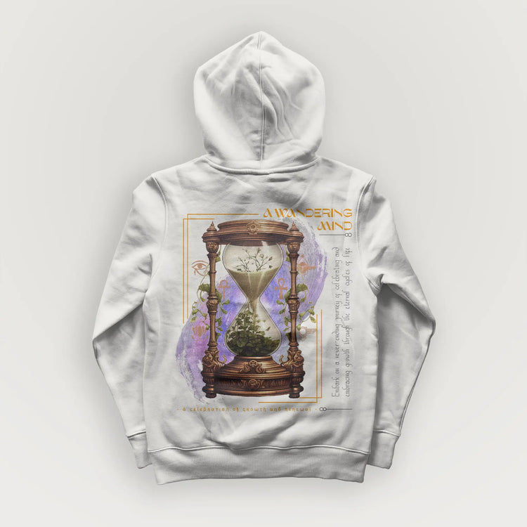 A Wandering Mind Growth and Renewal hoodie in bone back view