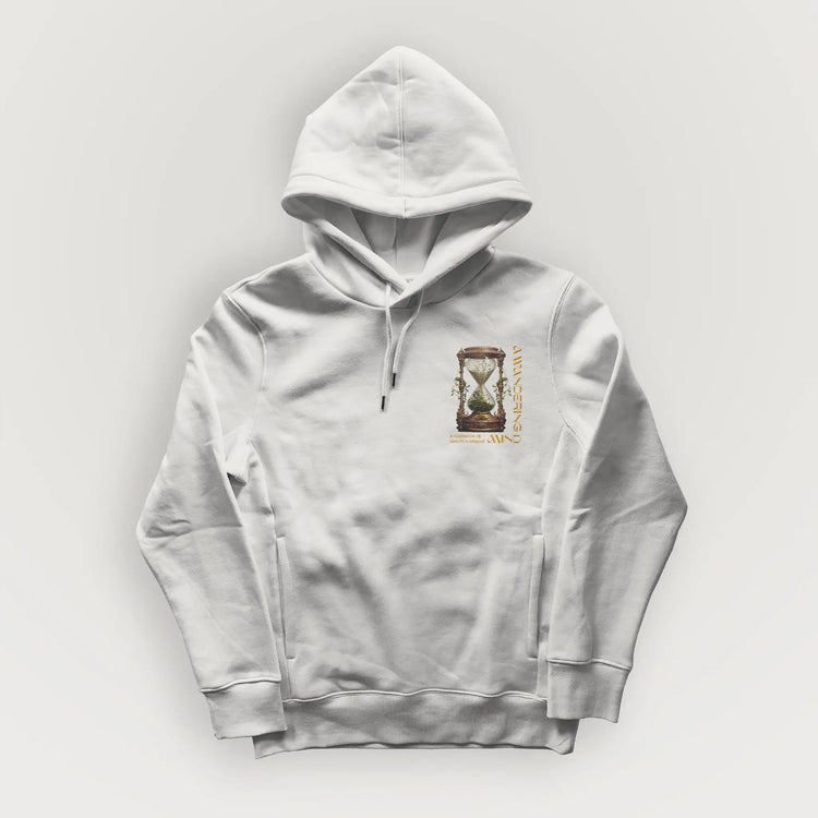 A Wandering Mind Growth and Renewal hoodie in bone front view