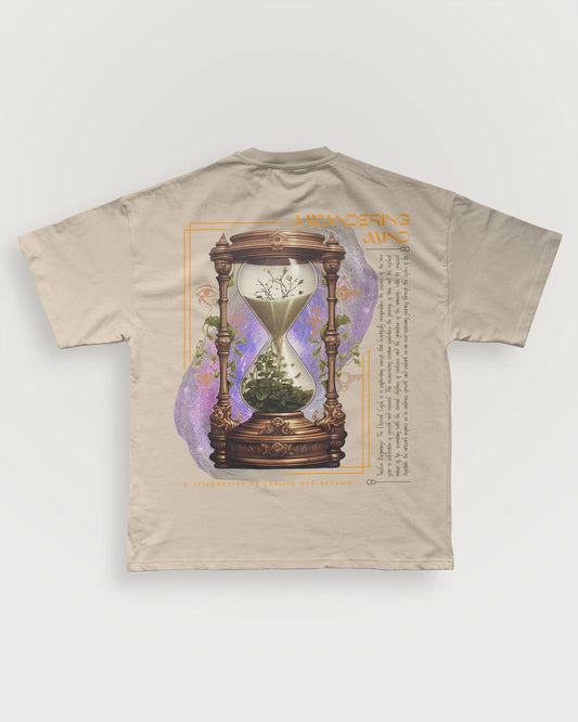 A Wandering Mind Growth & Renewal t-shirt in sand back view