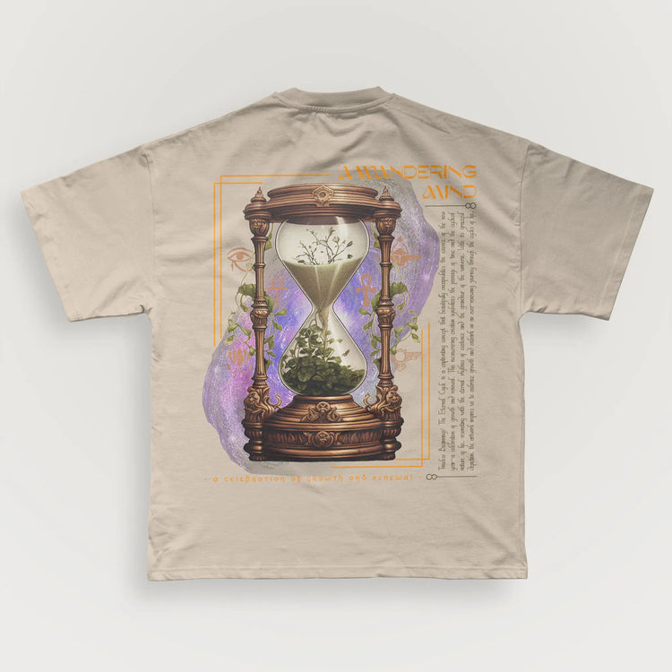 A Wandering Mind Growth & Renewal t-shirt in sand back view