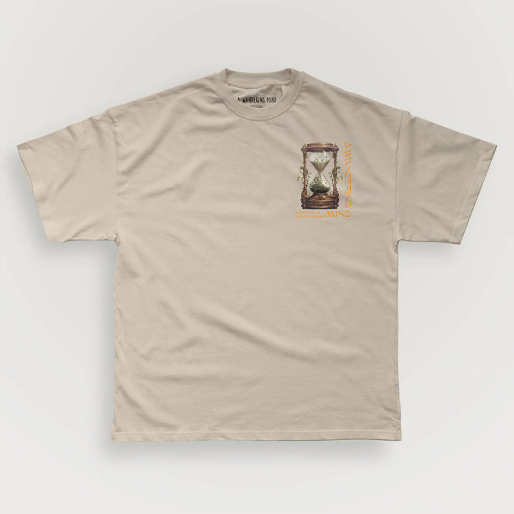A Wandering Mind Growth & Renewal t-shirt in sand front view
