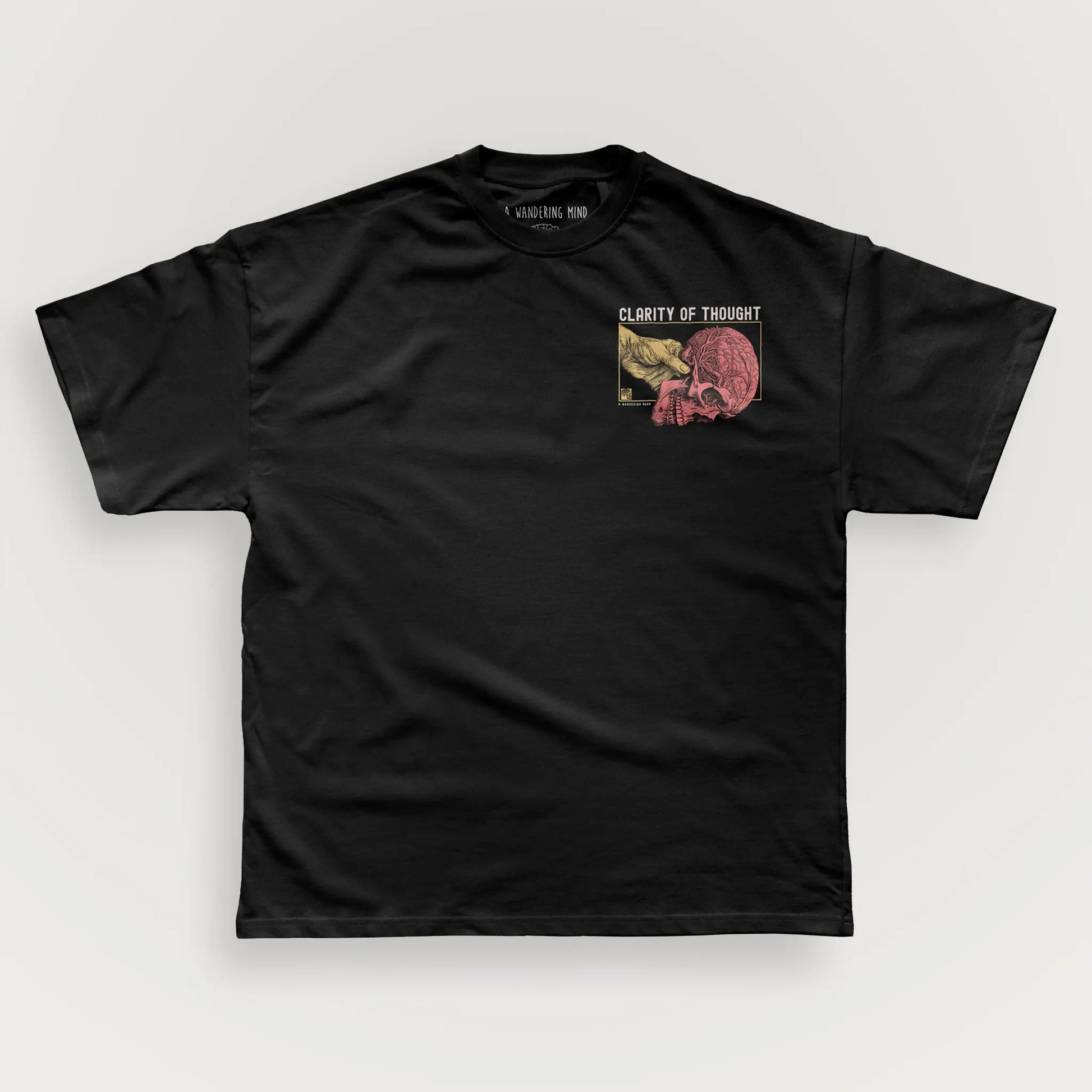 A Wandering Mind Mastery of Thought t-shirt in black front view