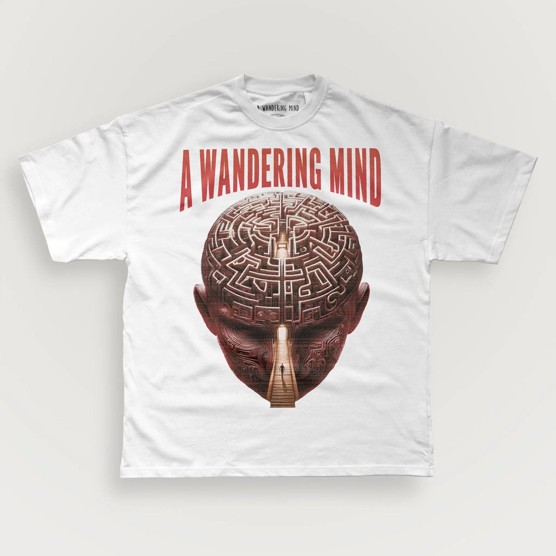 A Wandering Mind Mindful Maze t-shirt in white front view