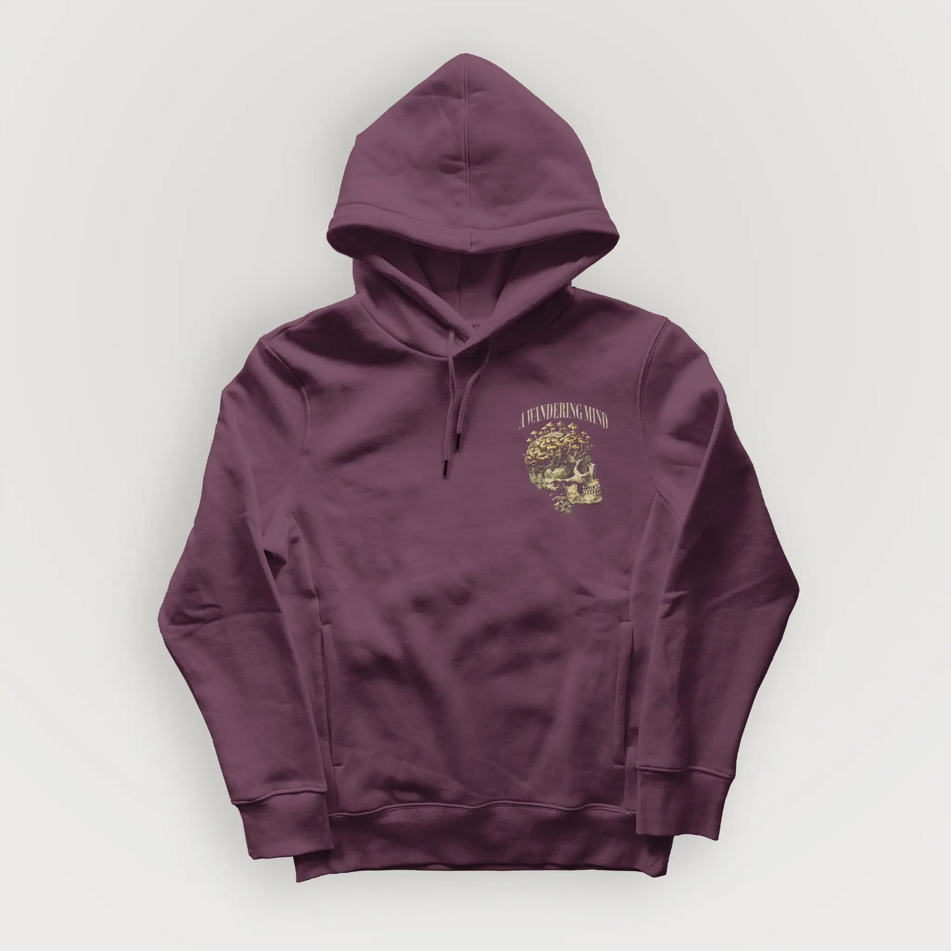 A Wandering Mind Rebirth hoodie in maroon front view