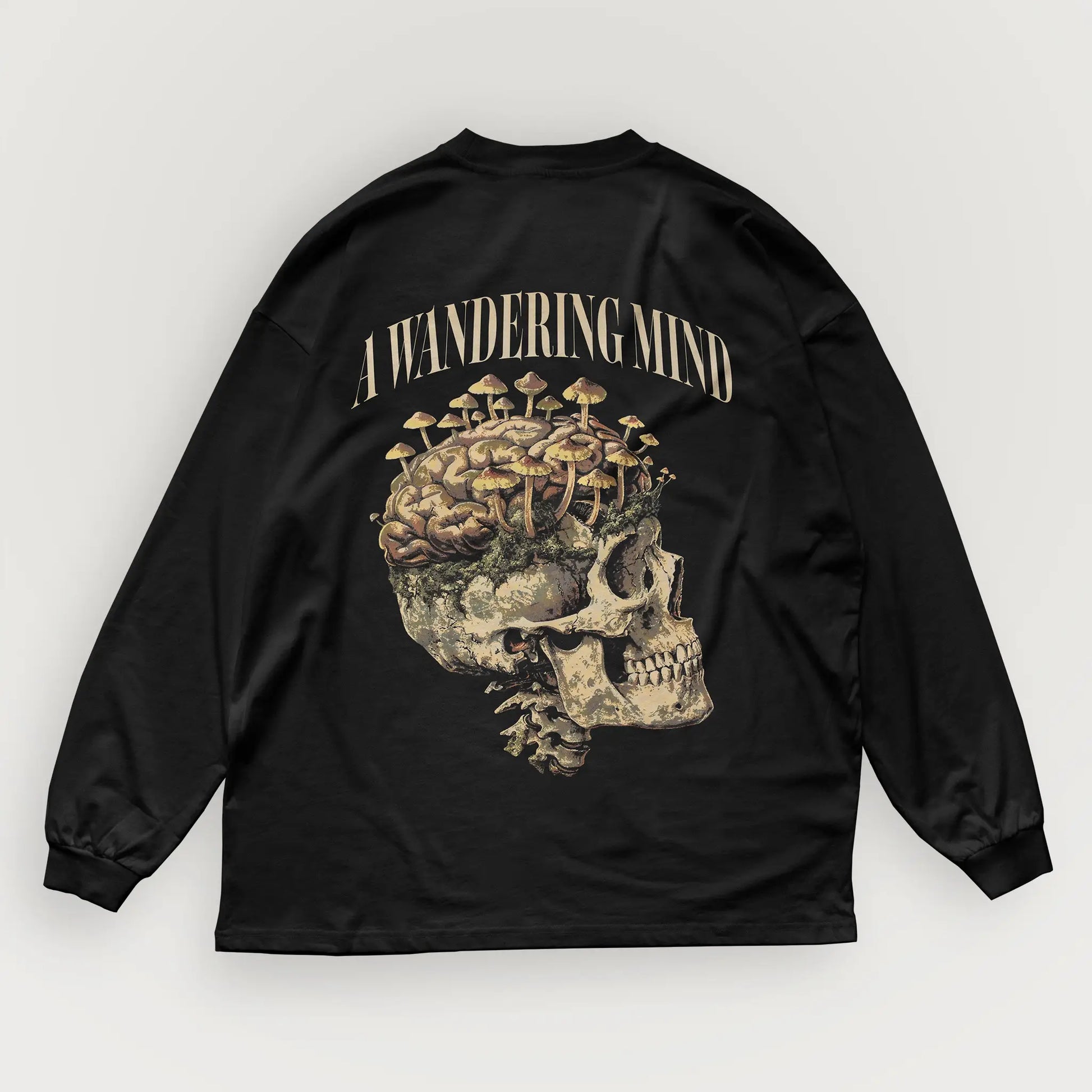 A Wandering Mind Rebirth long sleeve t-shirt in black back view