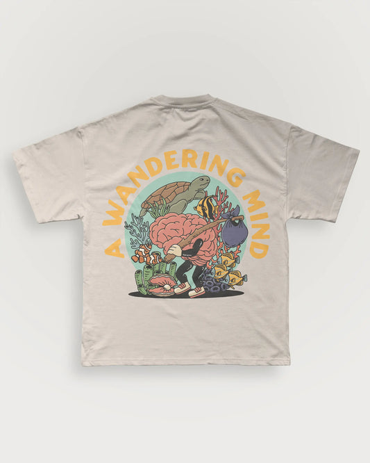 A Wandering Mind Sunken Thoughts t-shirt in bone back view