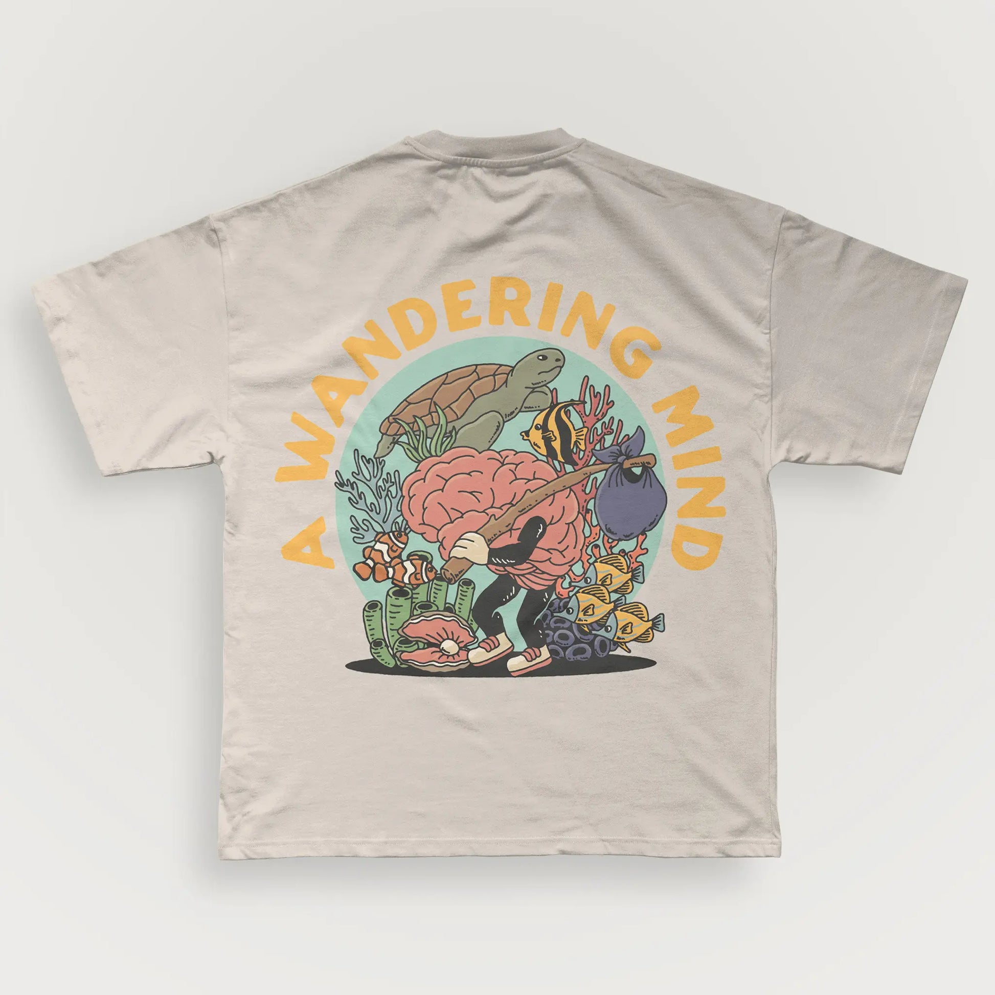 A Wandering Mind Sunken Thoughts t-shirt in bone back view