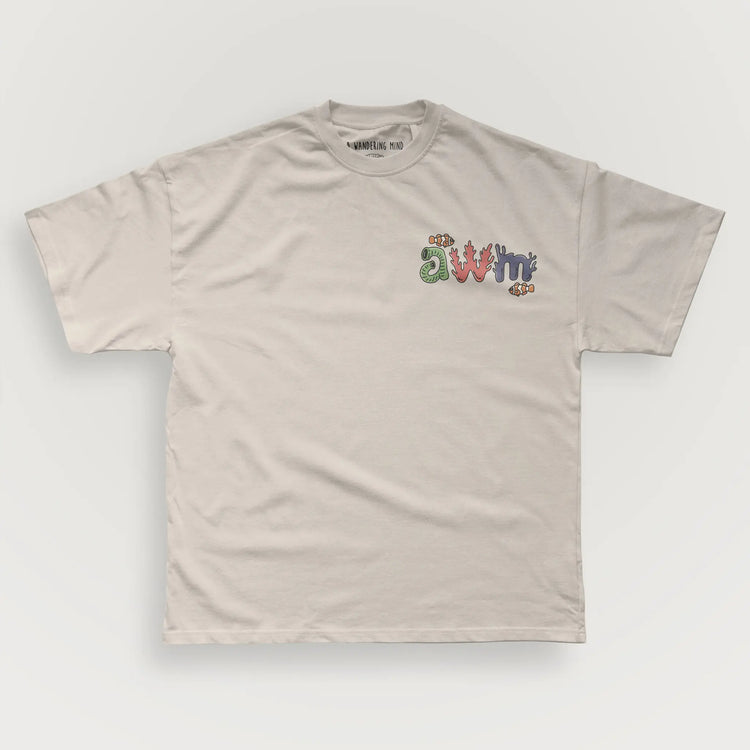 A Wandering Mind Sunken Thoughts t-shirt in bone front view