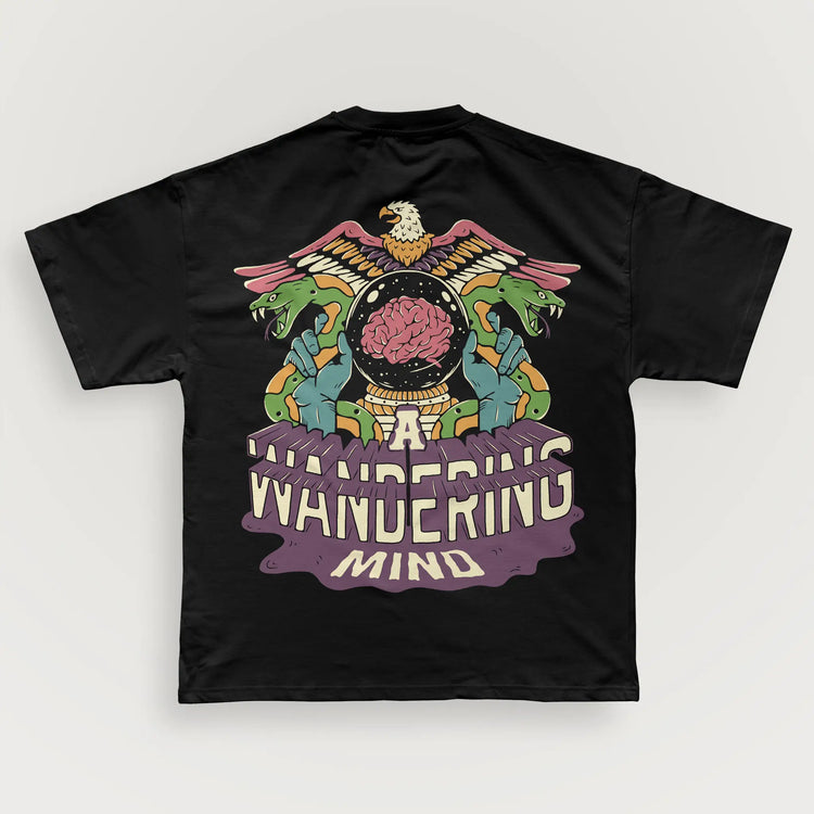 A Wandering Mind The Mystic t-shirt in black back view