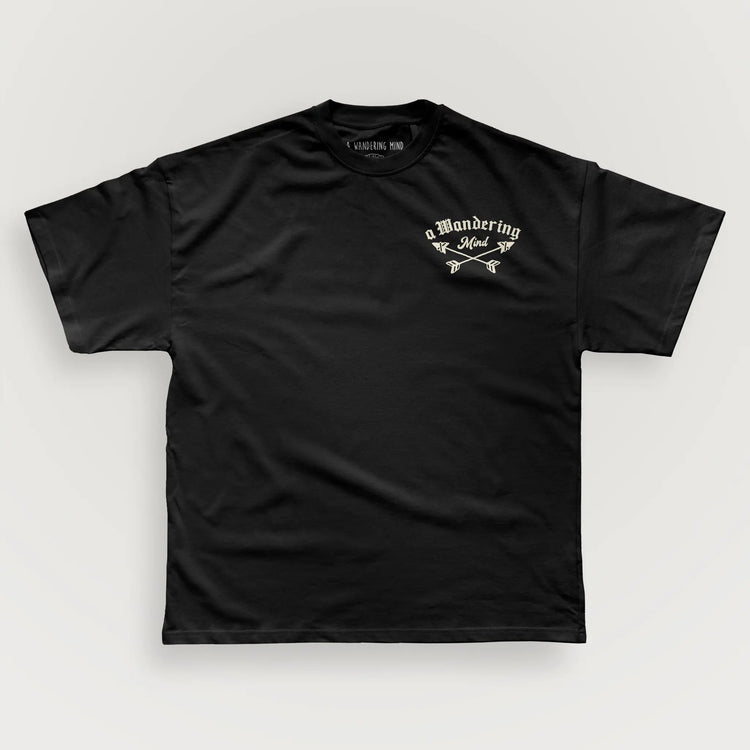 A Wandering Mind The Wolf t-shirt in black front view
