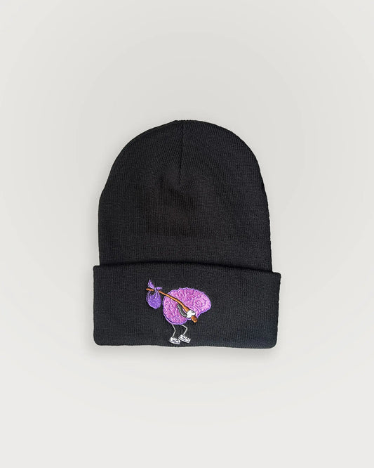 A Wandering Mind Wandering beanie in black front view