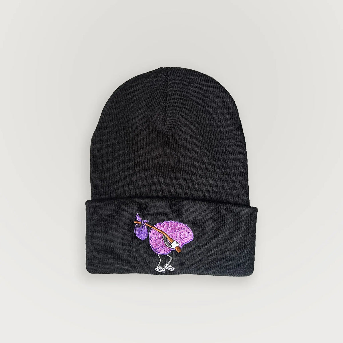 A Wandering Mind Wandering beanie in black front view