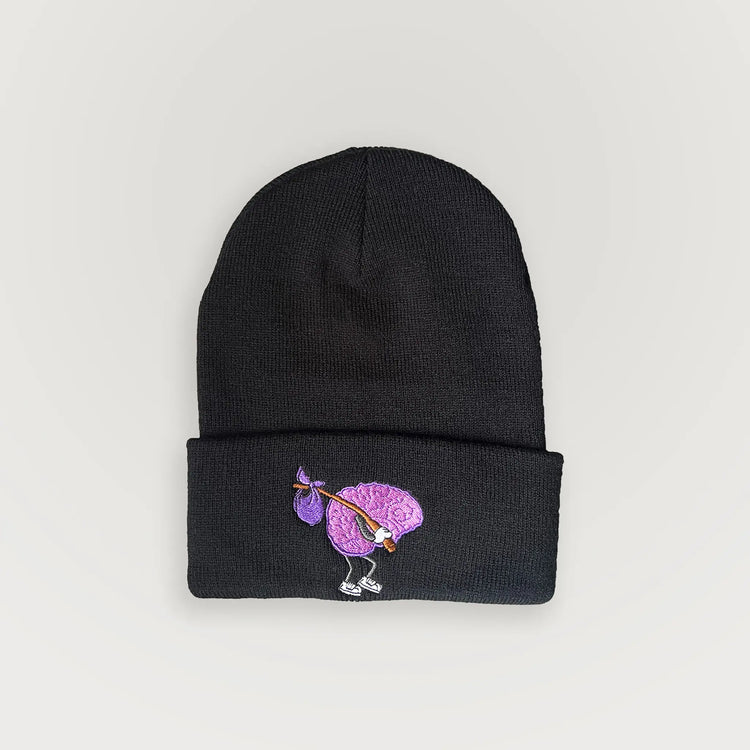 A Wandering Mind Wandering beanie in black front view