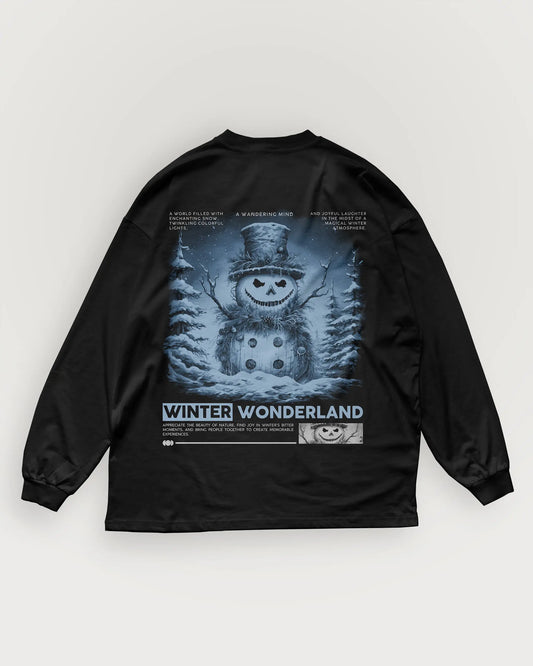 A Wandering Mind Winter Wonderland long sleeve t-shirt in black back view