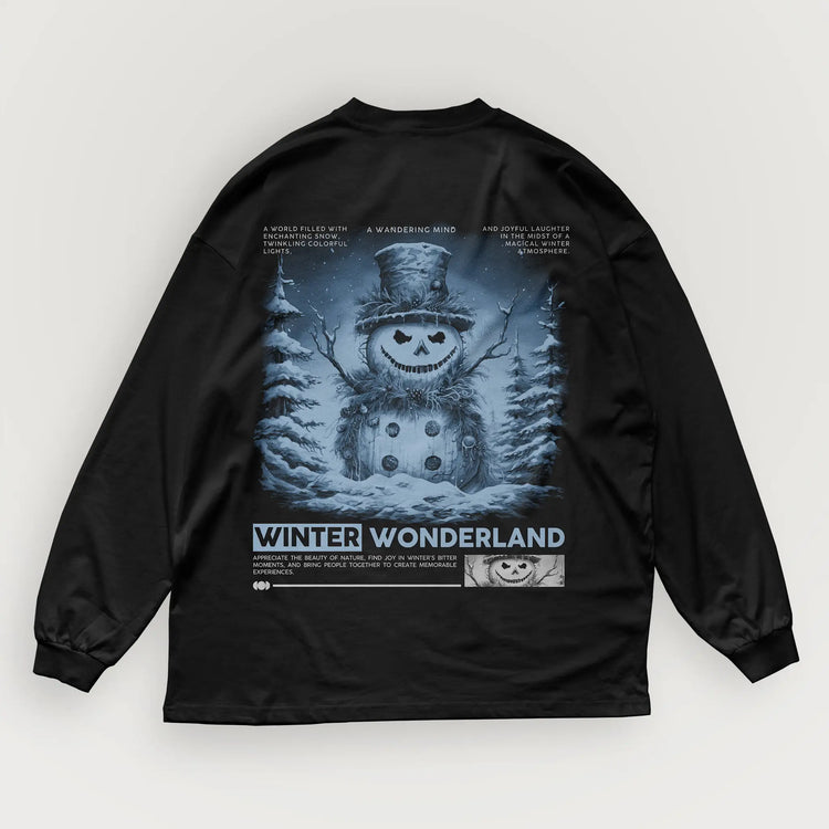 A Wandering Mind Winter Wonderland long sleeve t-shirt in black back view
