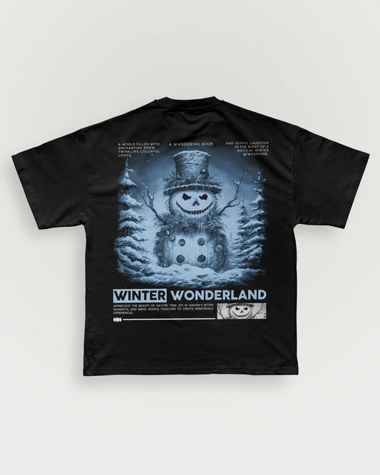 A Wandering Mind Winter Wonderland t-shirt in black back view
