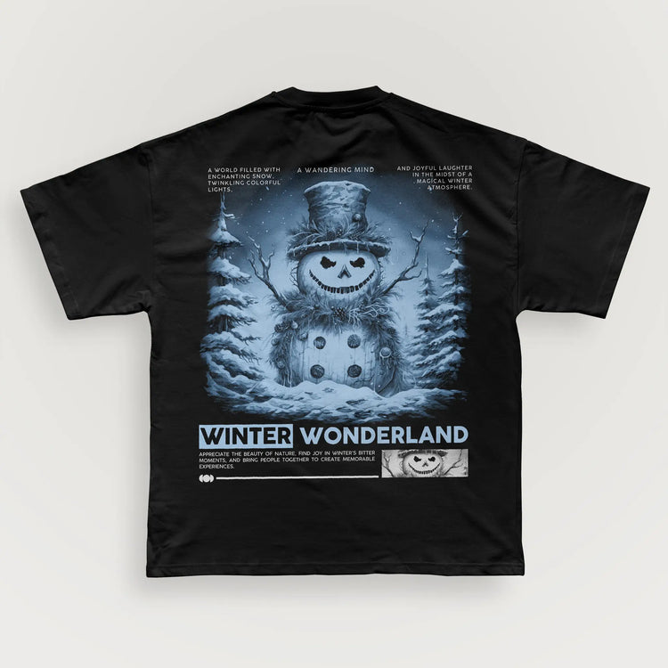 A Wandering Mind Winter Wonderland t-shirt in black back view